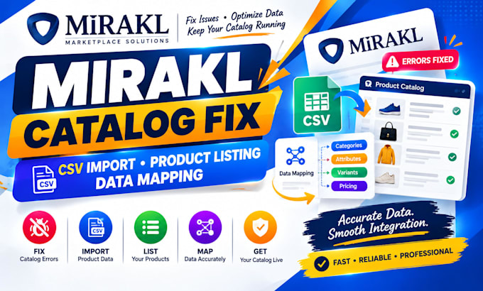 fix mirakl catalog errors issues import CSV product upload listing data mapping