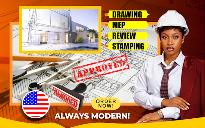 Do 2d architectural floor plan blueprint city permit drawing mep ...