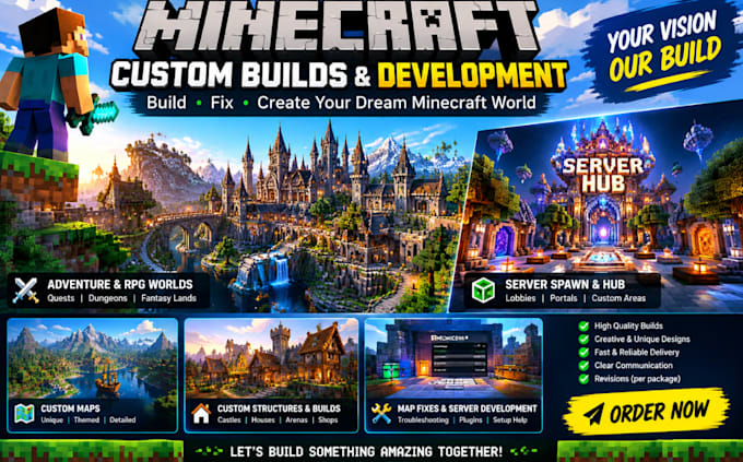 build, fix custom minecraft map adventure rpg world, minecraft server spawn hub