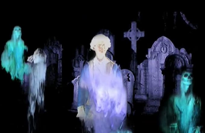 3d haunted projection effect, 3d halloween display, holographic visuals