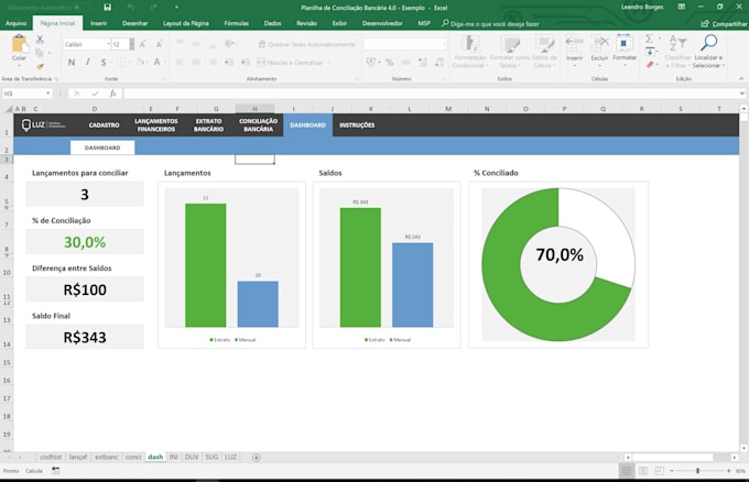 reconcile bank statements and create excel financial reports