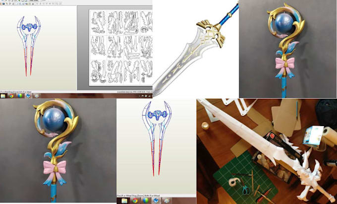 cosplay creation weapon pepakura template printable papercraft patterns 3d props