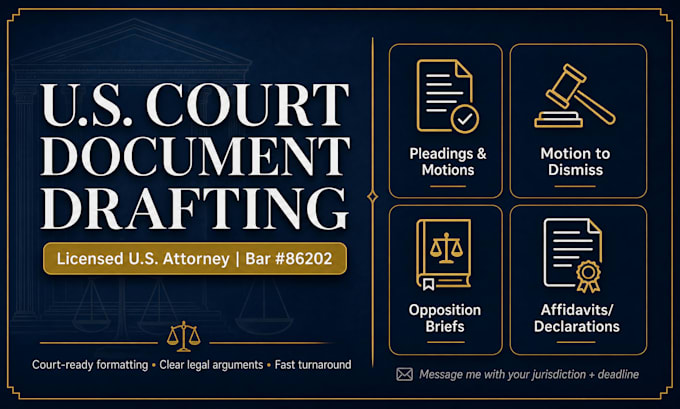 prepare US legal affidavits, declarations, and court documents
