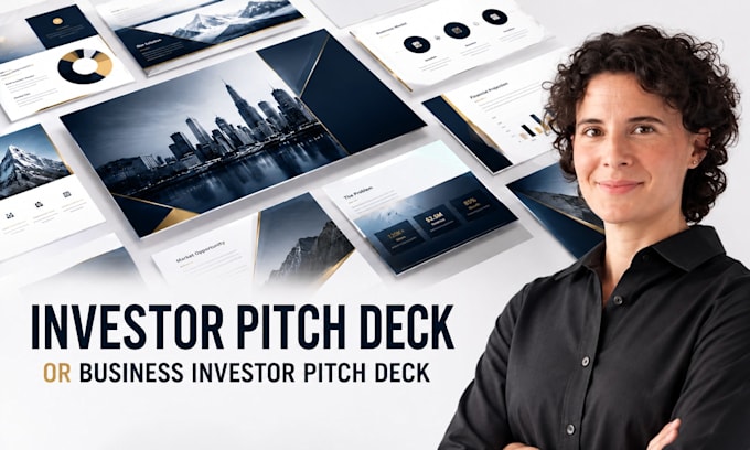 create startup investor pitch deck, fundraising presentation, powerpoint designs