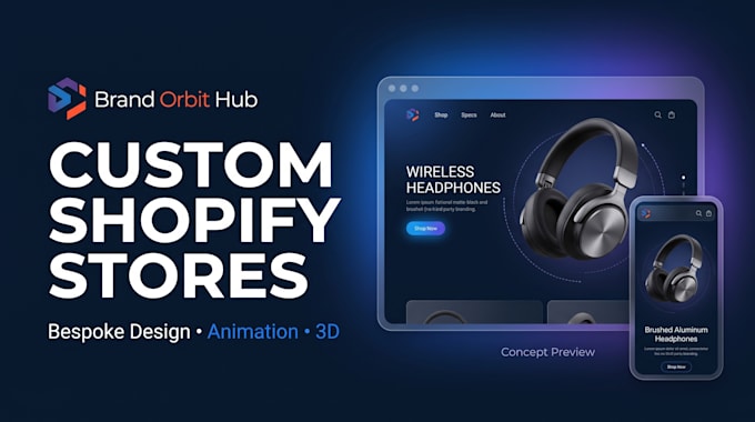develop a custom shopify store with 3d visuals and animations