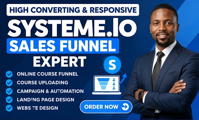 build systeme io website, systeme io landing page,  systeme io expert
