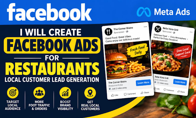 create facebook ads for restaurants and chief local customer lead generation
