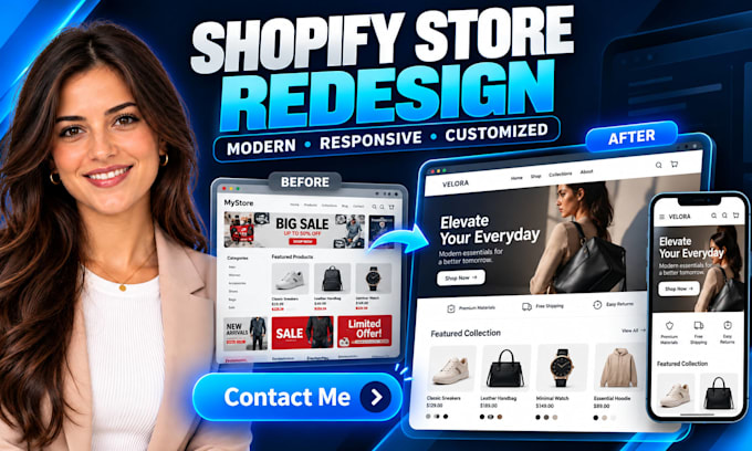 redesign your shopify store with a modern, responsive ecommerce layout