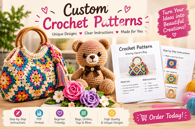 create custom crochet patterns with easy step by step instructions