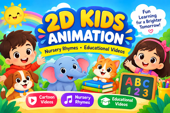 create 2d kids animation, nursery rhymes and educational videos