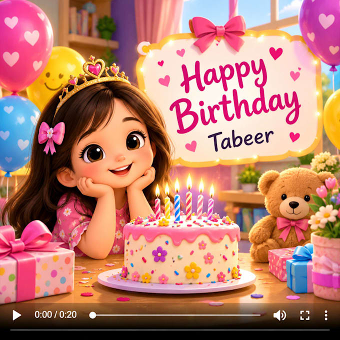 create cute cartoon birthday greeting videos