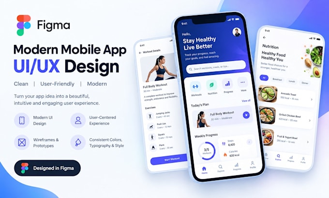 design modern mobile app UI UX in figma