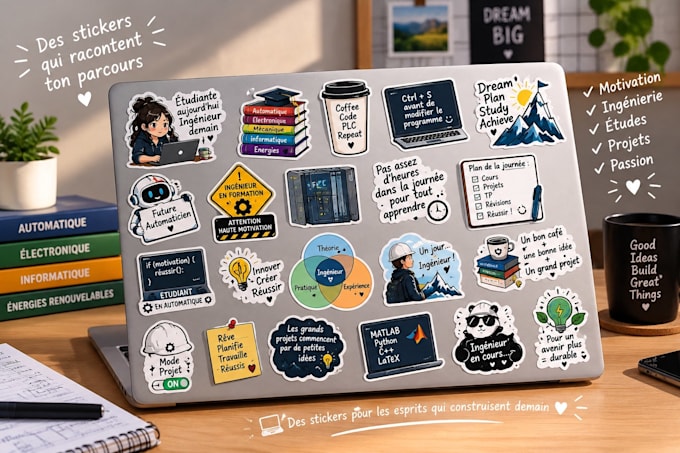 provide printable engineering student stickers pack PDF