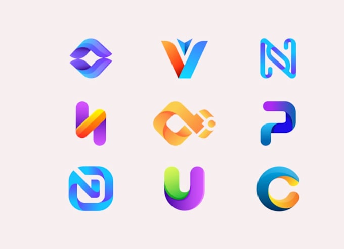 abstract gradient logo with complete identity