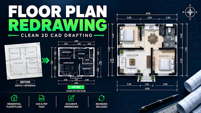 draft mep drawings, redraw floor plans, and create architectural cad drawings