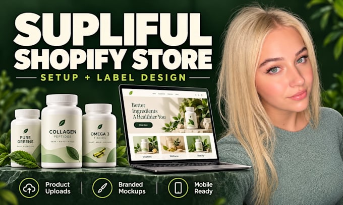 setup supliful shopify store supplement label design and product upload