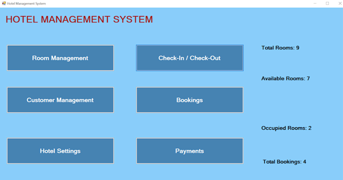 develop a c hash hotel management system with sql server