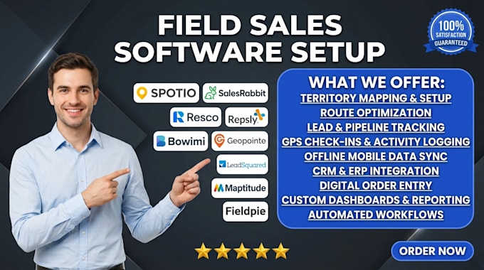 setup field sales software via spotio salesrabbit resco repsly bowimi geopointe