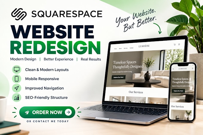 redesign squarespace website for a mordern and polished look