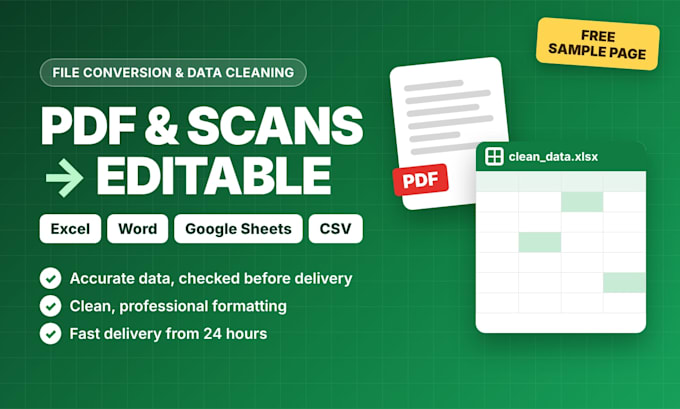 convert PDF and scanned files to excel, word or google sheets