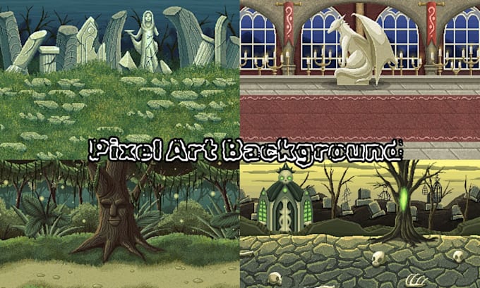 create pixel art background for your game assets and pixel art animation