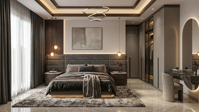 create minimalist interior design for ikea living room, bedroom with 3d render