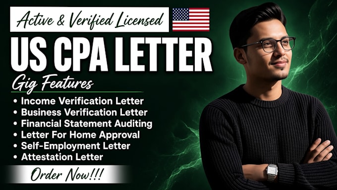 write US CPA income verification and mortgage letter