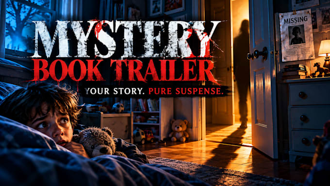 create a cinematic mystery book trailer, horror book teaser using ai