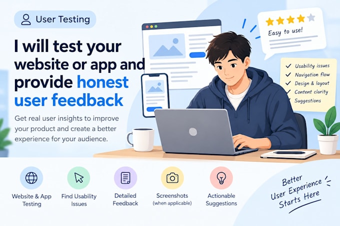 test your website or app and provide honest user feedback