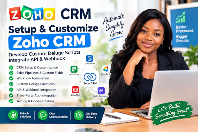 setup and customize zoho CRM develop custom deluge scripts integrate API webhook
