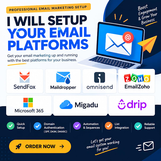 setup sendfox maildropper omnisend emailzoho mail microsoft 365 migadu drip