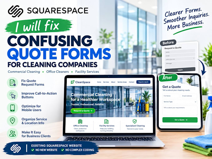 fix confusing squarespace quote forms for cleaning companies