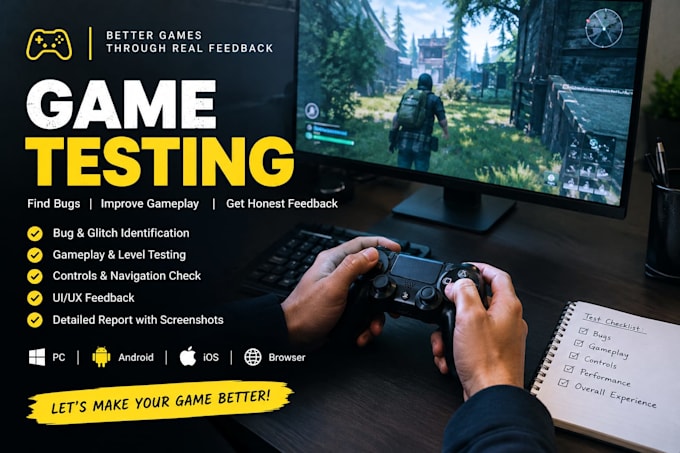 test your game for bugs, gameplay issues and provide feedback