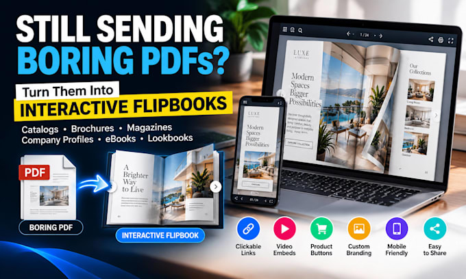 create an interactive flipbook, digital brochure, catalog or magazine