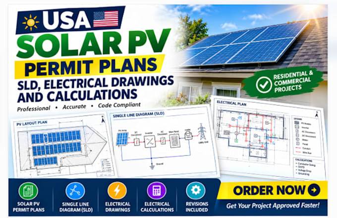 usa solar pv sld electrical drawing and calculation