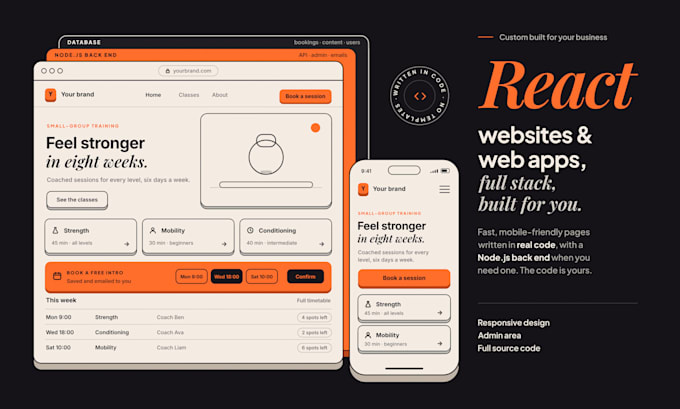 build a react website or full stack web app for your business