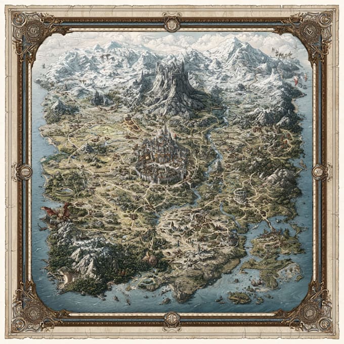 make a custom fantasy map with cities, roads, and landmarks