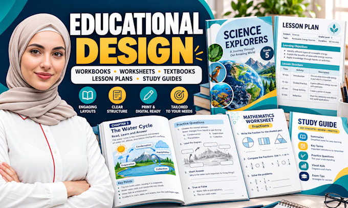 design professional workbook worksheet textbook curriculum educational layout