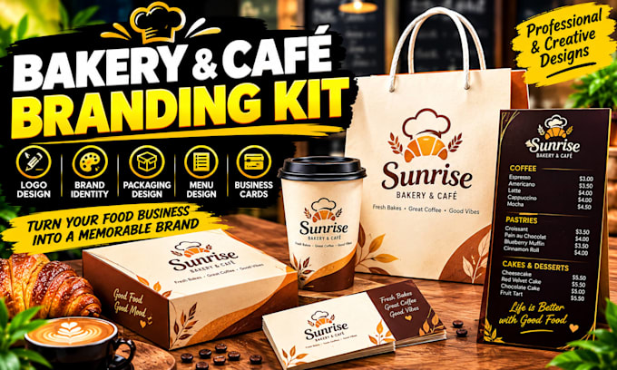 design a bakery, cafe, restaurant logo and branding kit