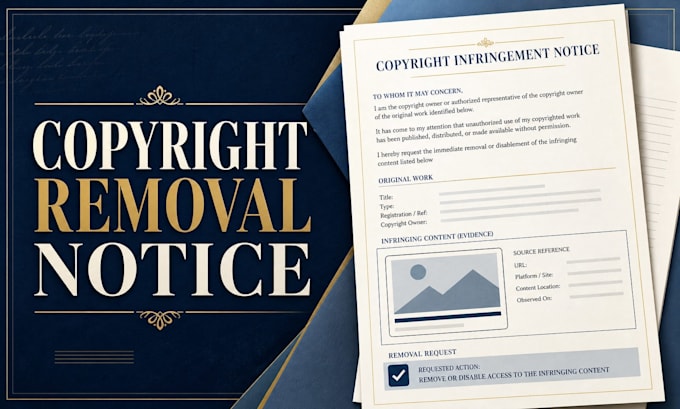 draft a copyright infringement notice and formal removal request