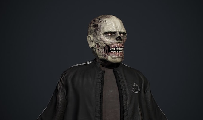 retopology undead model,zombie character,horror game,optimize fbx,4k texture,rig