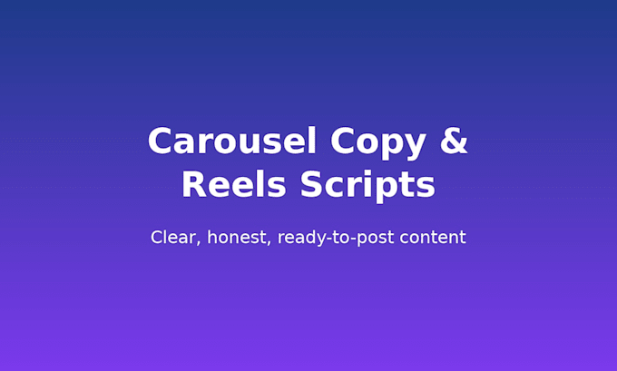 write instagram carousel copy and short reels video scripts