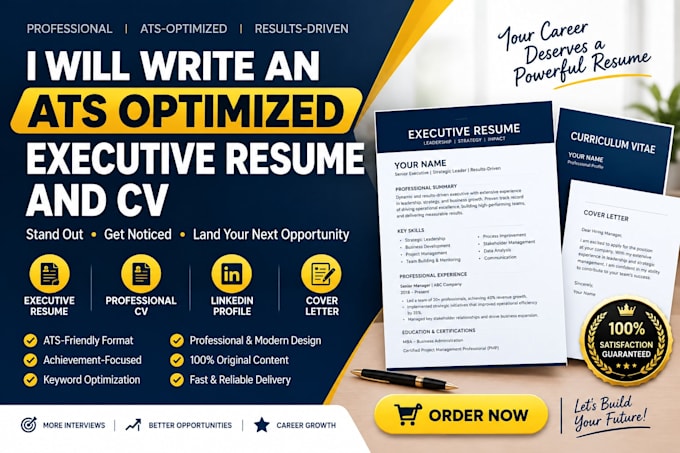 write an ats optimized executive resume and CV
