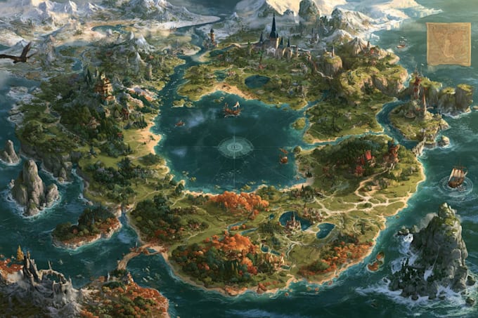 custom illustrated city vector map site map fantasy map