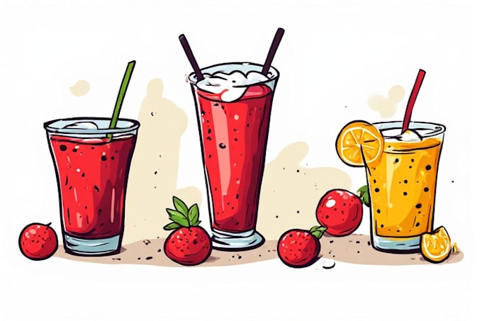 draw food and drink vector illustrations from photos