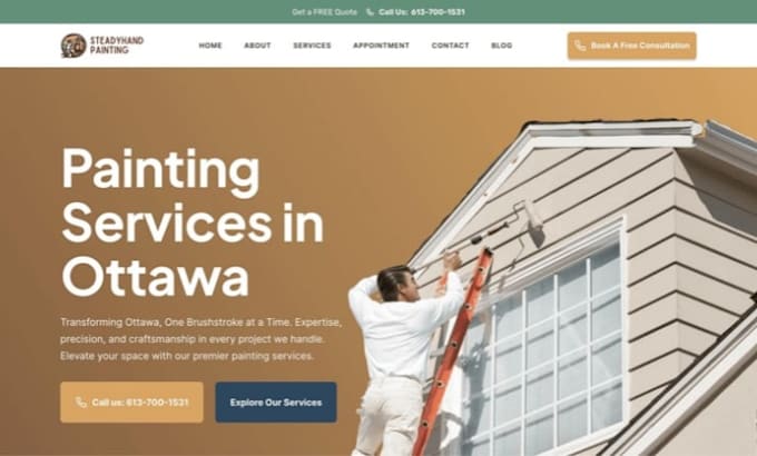 design squarespace painting contractor website house painter services website