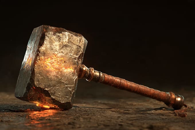 design a heavy metallic fantasy war hammer for your game
