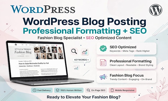 do wordpress blog posting, formatting, SEO and upload