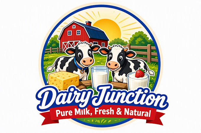 create unique cow farm logo for your business