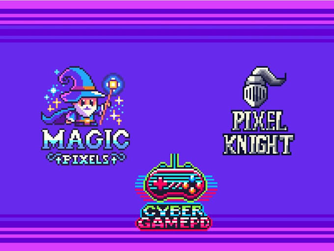 create authentic retro pixel art logo